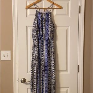 Blue and white maxi dress